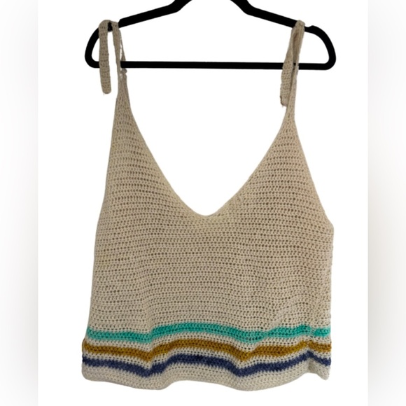 Striped Crochet Knit Tank Top - Picture 1 of 2
